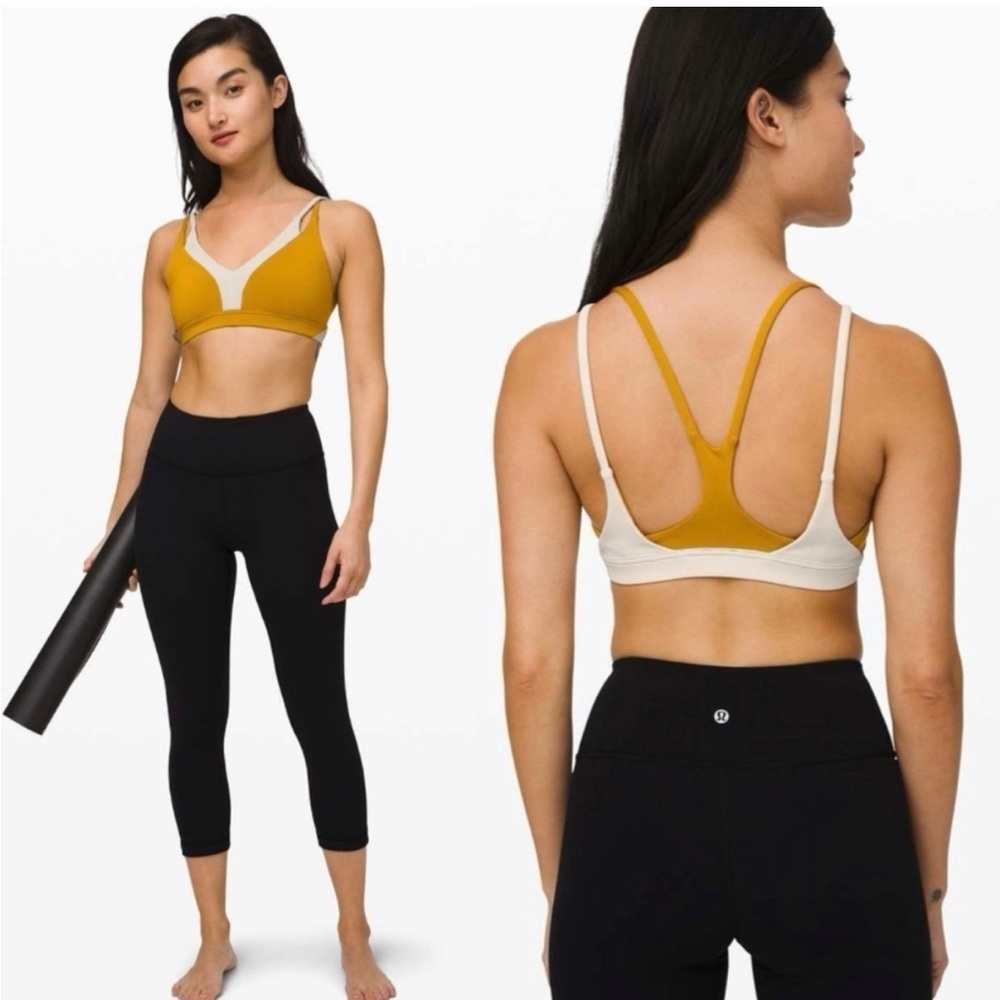 LULULEMON New Ambition Sports Bra Fools Goldโ / Light Ivory Size 4